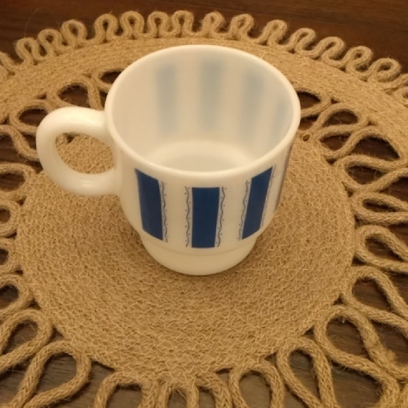 Vintage Blue and White Striped Mug